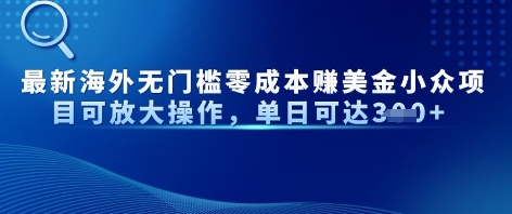 最新海外无门槛美金小众项目可放大操作，单日可达3张小白网创_互联网创业项目_网络创业小白网创