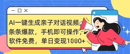 AI一键生成亲子对话视频，条条爆款，一部手机即可操作，单日变现数张小白网创_互联网创业项目_网络创业小白网创