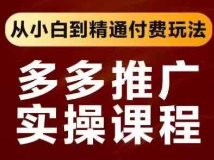 拼多多推广实操课程，从小白到精通付费玩法小白网创_互联网创业项目_网络创业小白网创