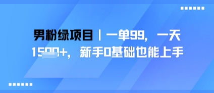 男粉绿项目，一单99，新手0基础也能上手，刚需稳定小白网创_互联网创业项目_网络创业小白网创