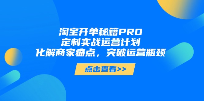 （14642期）淘宝开单秘籍PRO，定制实战运营计划，化解商家痛点，突破运营瓶颈小白网创_互联网创业项目_网络创业小白网创