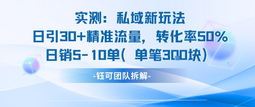 实测私域新玩法日引30加精准流量转化率50%日销5-10单每笔3张小白网创_互联网创业项目_网络创业小白网创
