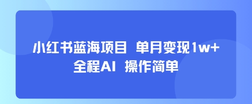 小红书蓝海项目 单月变现1w+ 全程AI 操作简单小白网创_互联网创业项目_网络创业小白网创