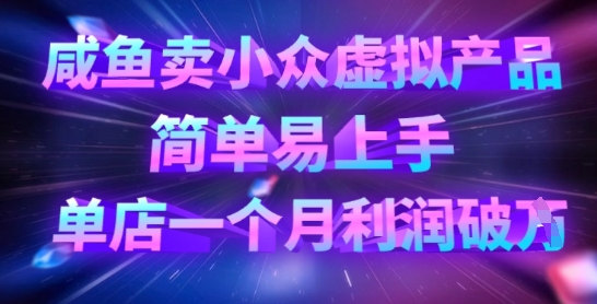 咸鱼卖小众虚拟产品，简单易上手，单店一个月利润破W小白网创_互联网创业项目_网络创业小白网创