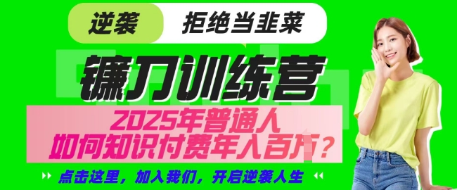 【网创项目终点站-镰刀训练营超级IP合伙人】25年普通人如何通过知识付费实现逆袭【揭秘】小白网创_互联网创业项目_网络创业小白网创