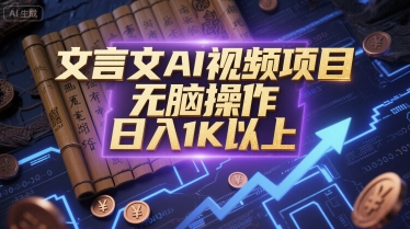文言文AI视频项目，无脑操作，日入1K以上小白网创_互联网创业项目_网络创业小白网创
