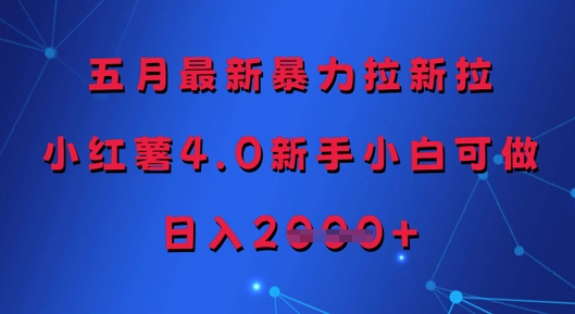 五月最新暴力拉新拉，小红薯4.0新手小白可做，日入多张小白网创_互联网创业项目_网络创业小白网创