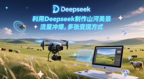 利用Deepseek制作山河美景，流量冲爆，多张变现方式小白网创_互联网创业项目_网络创业小白网创