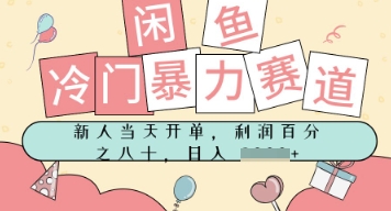 闲鱼冷门暴力赛道，新人当天开单，门槛低，日入多张小白网创_互联网创业项目_网络创业小白网创
