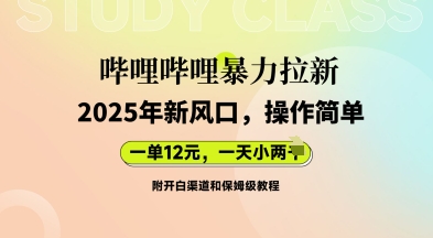 哔哩哔哩暴力拉新：2025年新风口，一单12元，一天数张(附开白渠道和保姆级教程)小白网创_互联网创业项目_网络创业小白网创