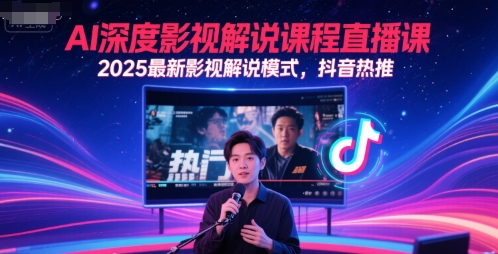 AI深度影视解说课程直播课，2025最新影视解说模式，抖音热推小白网创_互联网创业项目_网络创业小白网创