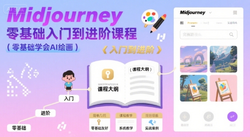midjourney零基础入门到进阶课程，零基础学会AI绘画小白网创_互联网创业项目_网络创业小白网创