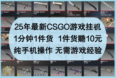 25年最新CSGO游戏挂G，1分钟1件货，1件货挣10元，纯手机操作，无需游戏经验【揭秘】小白网创_互联网创业项目_网络创业小白网创