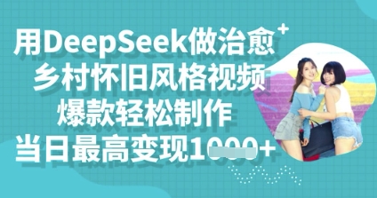 用DeepSeek做治愈乡村怀旧风格视频，爆款轻松制作，当日最高变现多张小白网创_互联网创业项目_网络创业小白网创