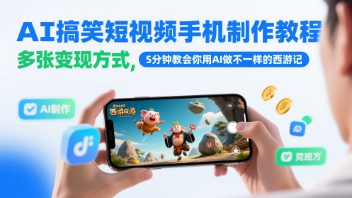AI搞笑短视频手机制作教程，多张变现方式，5分钟教会你用AI做不一样的西游记小白网创_互联网创业项目_网络创业小白网创